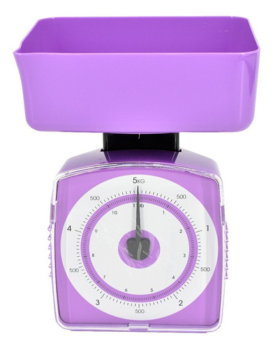 Báscula De Cocina 5 Kg Plástico Marca Macilux Color Morado