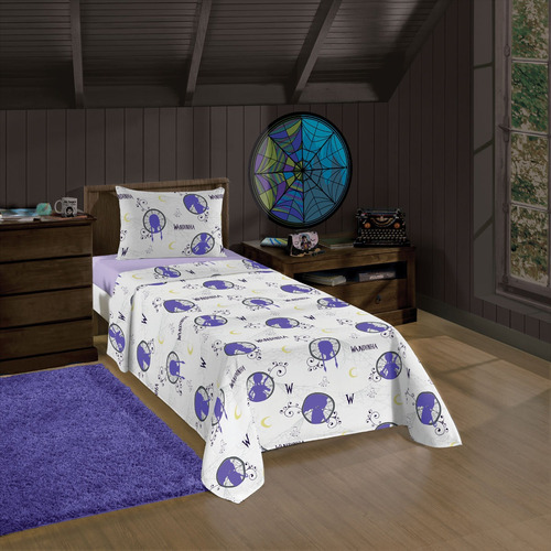 Jogo De Lençol Cama Solteiro Algodão Wandinha 3pçs - Lepper