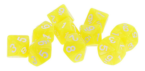 10pcs D10 Dados Poliédricos Para Juegos De Amarillo