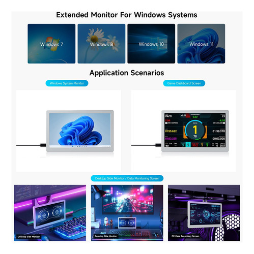 Monitor Lateral Ips De 7 Pulgadas De Waveshare, Monitor Exte