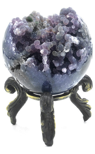 Esfera De Exhibición De Calcedonia De Uva 5.5 Cm Con Soporte