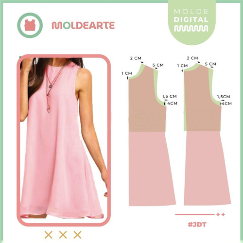 Moldearte Moldería Digital - Vestido Evasé - A4 - 6 Talles