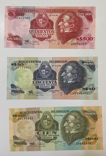 Uruguay 3 Billetes Lote, Bl306