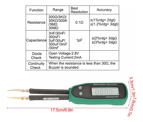 Probador De Capacitancia Smd Pro Digital Inteligente Ms8910