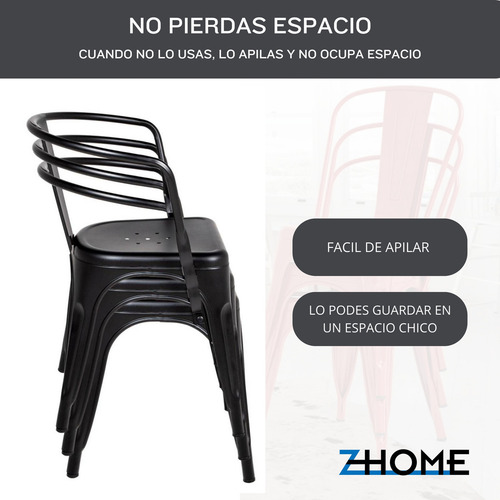 Silla De Comedor Con Apoyabrazo Tolix Reforzada De Hierro Zhome X4 Estructura De La Silla Rojo Asiento Rojo Diseño De La Tela Metal