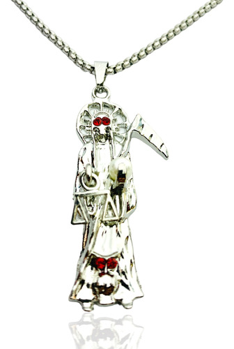 Dije Santa Muerte Acero Inoxidable Rhinestone Cadena Gruesa