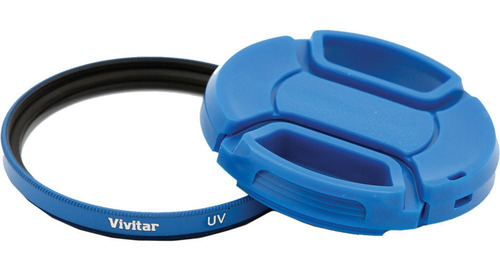 Vivitar 49mm Uv Filter And Snap-on Lens Cap (blue)