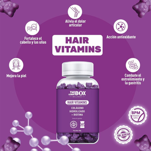 The Gummy Box Hair Vitamina Colageno Hidrolizado + Biotina