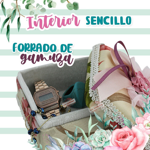 Organizador Estuche Joyero Alhajero Joyas Flores Df-40