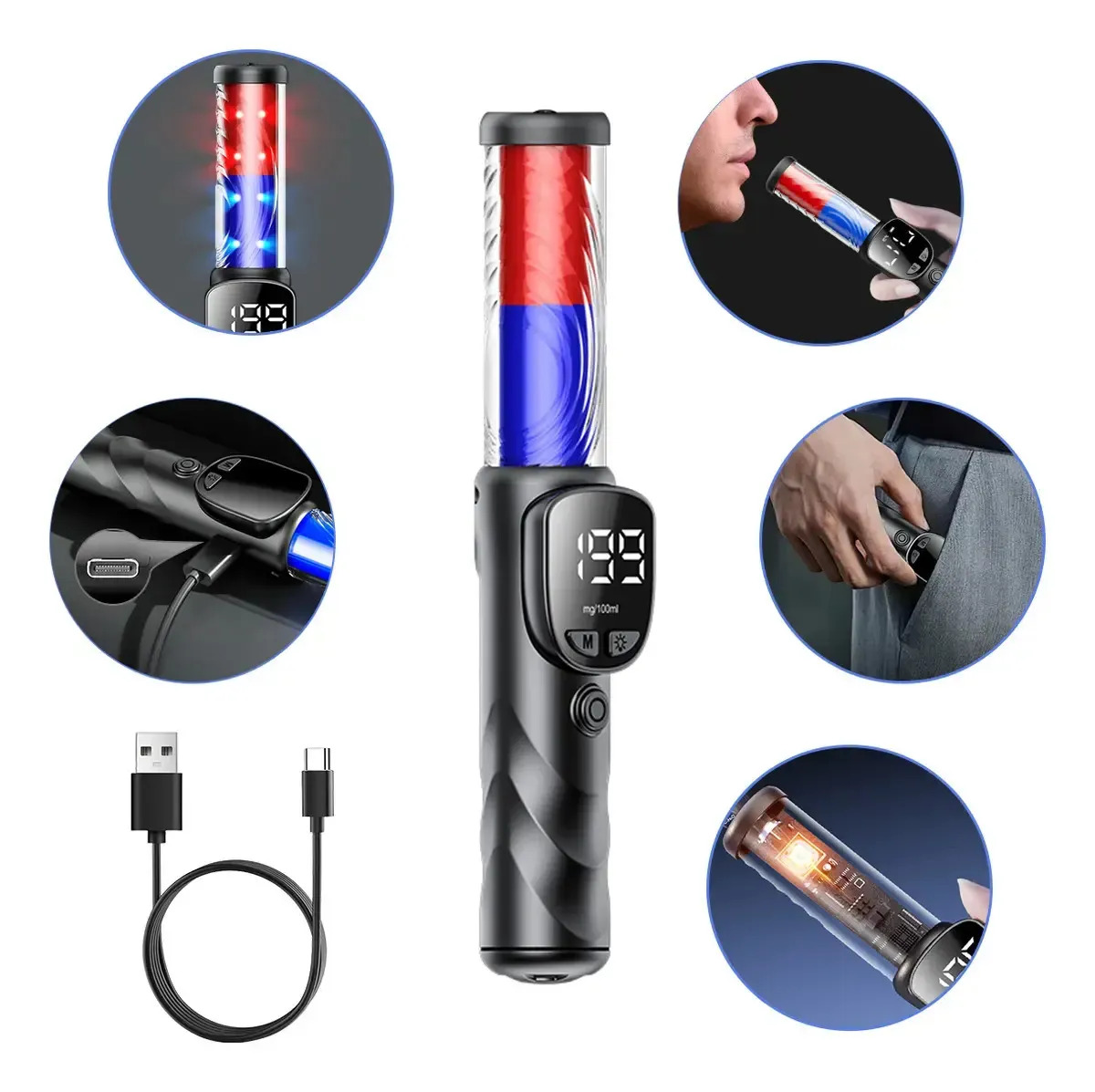 Jarnotix Alcoholímetro Digital Portátil Usb Sensor Preciso Para Auto