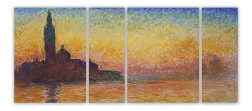 Cuadro 40x100cm Claude Monet Atardecer Colores Pintura