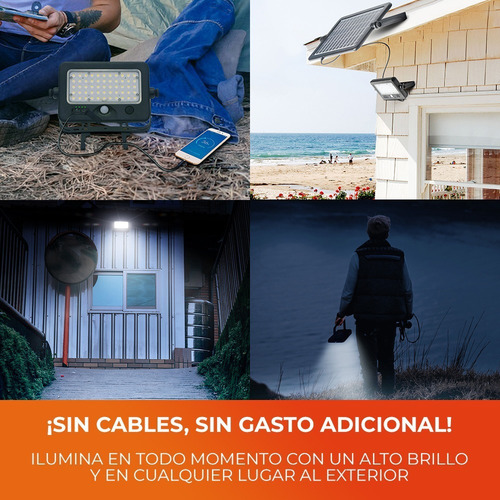 Lámpara Solar Led 10w Suburbana Power Bank Sensor Movimiento Estructura Negro