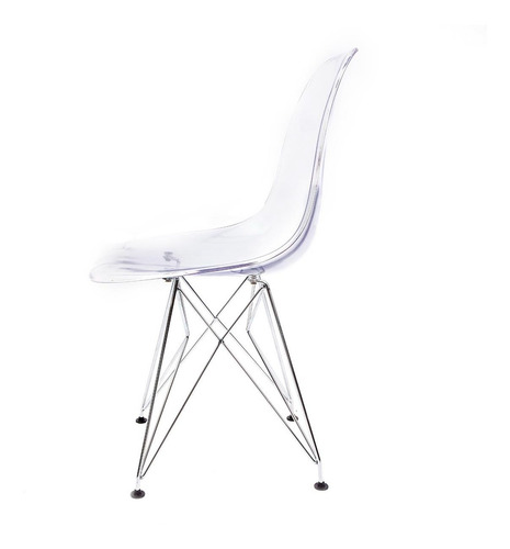 Imagem 2 de 4 de 4 Cadeiras Eames Policarbonato Cristal Base Eiffel Cromada