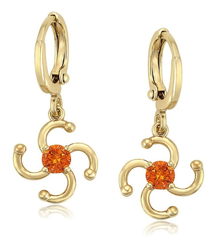 Aretes Tornado Oro 14k Lam Diamante Naranja Calidad Premium