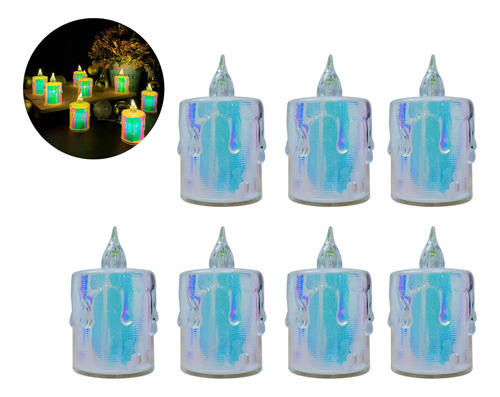 Set X7 Velas Led Souvenir Calida Portatil Holograficas