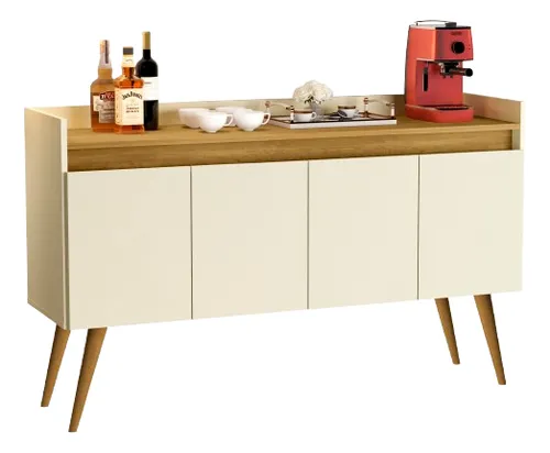 Aparador Retrô Luxo 4 Portas Sala Decorativo