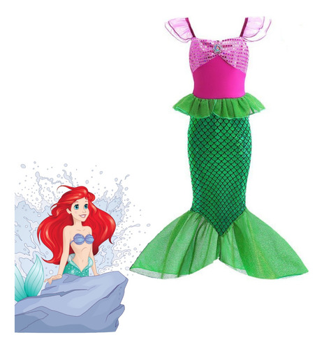  Disfraz De Sirenita Vestidos Para Niña Princesa Ariel 