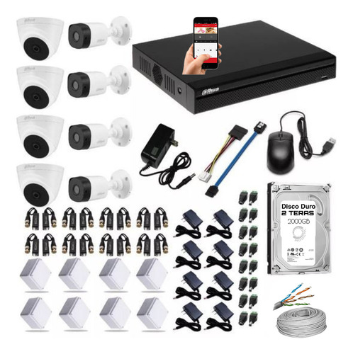 Kit Camaras De Seguridad Dahua 5 Mpx-dvr 8ch+8 Cam Con Disco