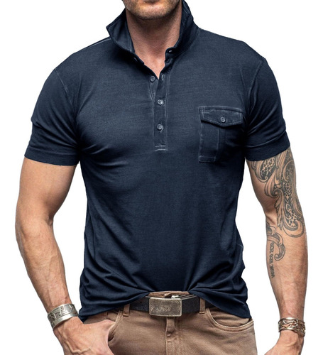 Camisa De Verano Para Hombre Polo De Manga Corta Con Cuello