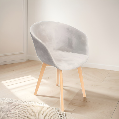 Sillón Nórdico Tulip Todo Tapizado En Pana Gris Gris Pana