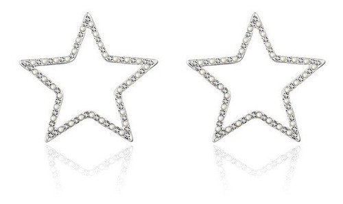 Aretes Mujer Dama Estrella Con Mini Perlas Cristal Zirconia