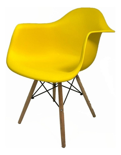 Silla Eames Moderna Con Descansabrazos Color Amarillo