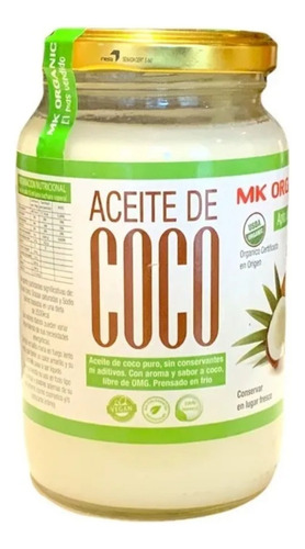 Aceite De Coco Extra Virgen Original Mk Organic 360cc 