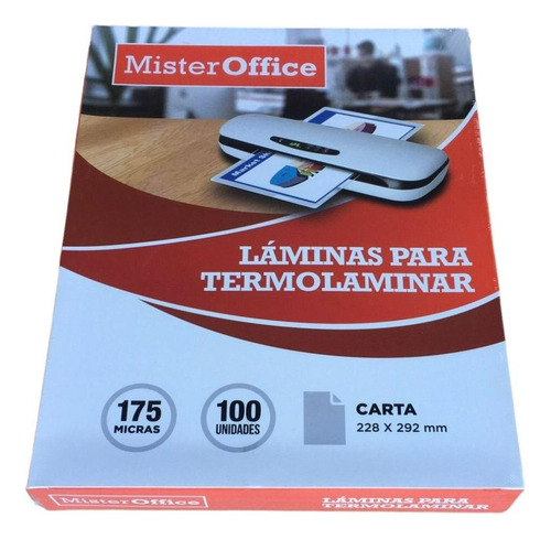 Pack 100 Láminas Termolaminar Plastificar Carta 175 Micrones