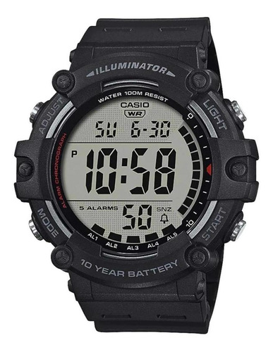 Reloj Casio Ae-1500wh-1a Digital Hombre Correa Negro Bisel Negro/Plateado Fondo LCD