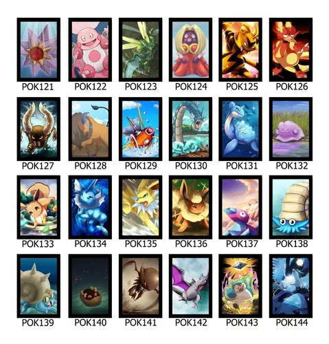 Quadro Todos Pokemon Da 1º Geração Com Moldura E Vidro A4