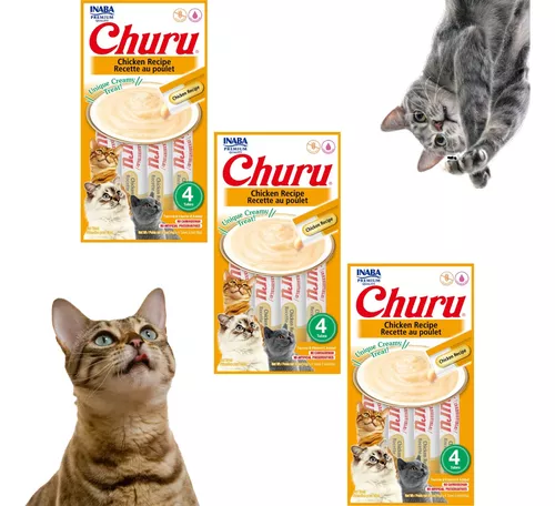 Sachê Purê Churu Galinha para Gatos com 4 unidades - 56g