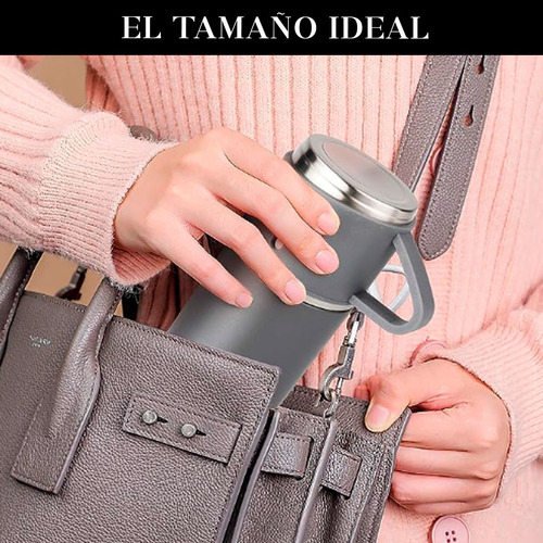 Termo Bebidas Frias Y Caliente + 3 Tazas En Acero Inoxidable Rosa