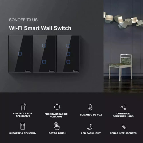 Imagem 3 de 9 de Interruptor Sonoff Inteligente Wi-fi 3 Botões Touch Alexa