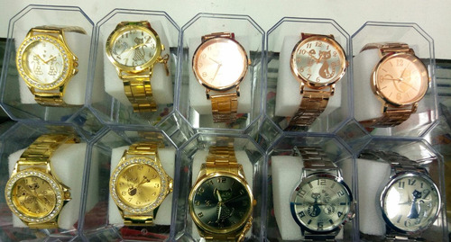 Kit C/60 Relógios Feminino Dourado Caixas Atacado Fr. Gratis