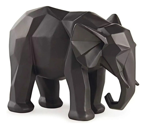 Escultura Elefante Em Poliresina Preto 15cm - Mart