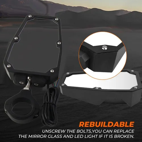 Espejo Retrovisor Ajustable Con Luces Led Polaris