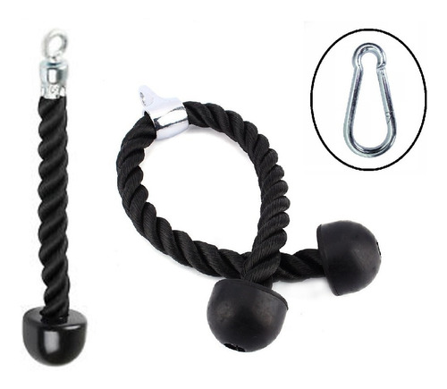 Kit 2 Puxadores Corda Triceps Pulley Crossover + Mosquetao