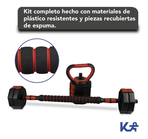 Kit de halteres, pesos ajustáveis, 4 em 1, 25 kg, para exercícios domésticos, cor preta