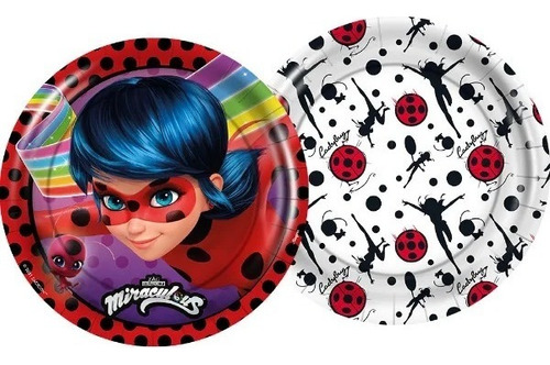 Prato Redondo 18cm Ladybug / Miraculous C/12 Unid - Regina Cor Estampada Ladybug Miraculous Personagem Ladybug Miraculous