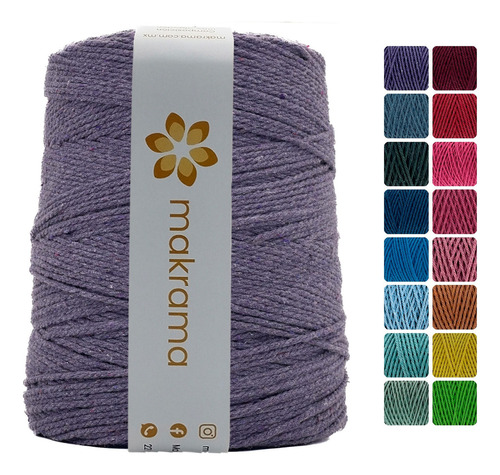 Makrama Cuerda Cordón De Algodón Para Macramé 2mm 1kg Colore Color Morado Uva