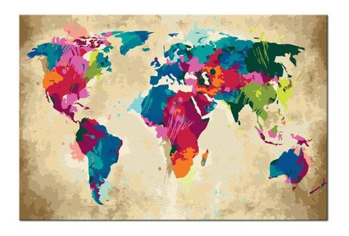 Lienzo Pinta Por Número Mapa Del Mundo Grupo Educar 