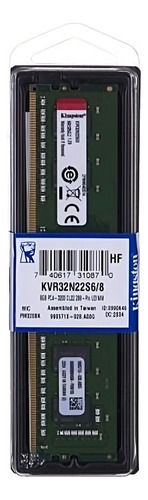 Memória RAM ValueRAM color verde  8GB 1 Kingston KVR32N22S6/8