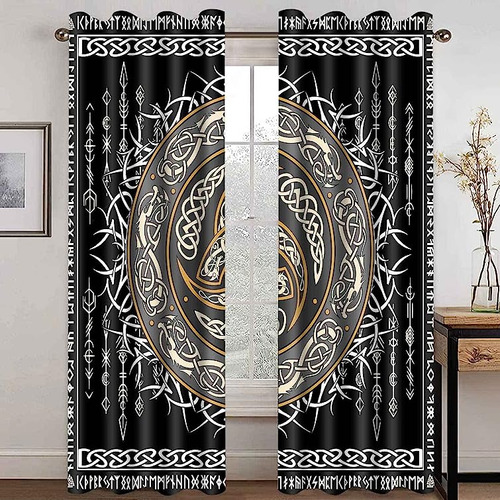 Viking Blackout Curtains Ancient Odin Rune Celtic Knot Totem