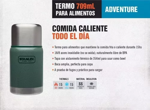 Termo Stanley para comida 24 oz color verde 15 hs caliente / 15 hs