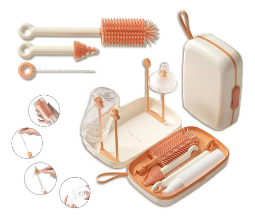 Genieall - Kit Limpiador De Botellas De Viaje 7 En 1, Cepill