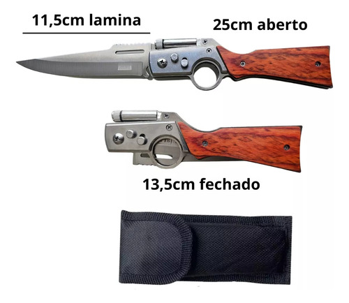 Canivete Automático Com Lanterna Tática Sobrevivência