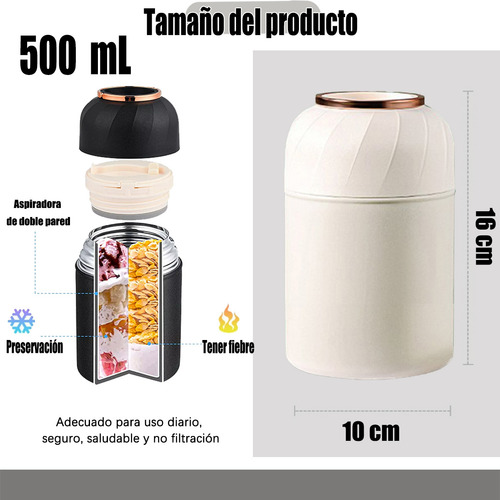 Termo Portatil Comida Caliente Fría Sopa Acero Inox. 500ml