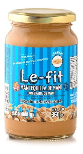 Nueva! Mantequilla Mani Le Fit Crunchy 380g Vegan Sin Azucar