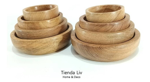 Imagen 7 de 8 de Cazuelas Cuenco De Madera Dip O Velas Pack X 4 Medidas 8u