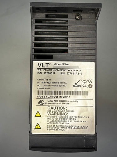 Inversor De Frequência Vlt 0,5cv 380v Danfoss Pronta Entrega (Usado)